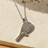 Sports Theme Brass Micro Pave Clear Cubic Zirconia Pendant Necklaces WG3884C-02-1