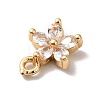 Brass Cubic Zirconia Flower Charms KK-O141-01G-M-4