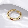 Brass Micro Pave Cubic Zirconia Open Cuff Rings for Women RJEW-G341-03G-01-3