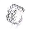 Non-Tarnish 304 Stainless Steel Twist Wrap Open Cuff Ring RJEW-T023-06P-3