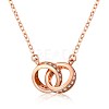 Double Rings Brass Clear Cubic Zirconia Pendants Necklaces NJEW-BB62286-A-1