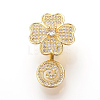 Brass Micro Pave Cubic Zirconia Magnetic Clasps ZIRC-S058-05G-1