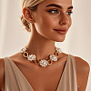 Alloy Rhombus & Plastic Flower Link Chain Necklaces for Women WG7D712-01-2