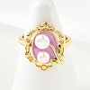 Brass Enamel Cuff Rings RJEW-K291-04G-01-2