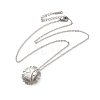 304 Stainless Steel Cable Chain Flower Pendant Necklaces for Women NJEW-Z049-03P-2