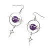 Natural Amethyst & Alloy Pendant Dangle Earrings EJEW-TA00818-04-4