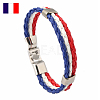 Flag Color Imitation Leather Triple Line Cord Bracelet with Alloy Clasp GUQI-PW0001-086G-1