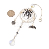 Halloween Wire Wrapped Glass Beads & Alloy Enamel Spider Hanging Ornaments HJEW-TA00205-3