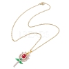 3Pcs 3 Styles Glass Seed Beaded Flower Pendant Necklaces NJEW-MZ00080-6