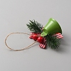 Christmas Iron Bell with Plastic Leaf Hanging Decorations FIND-WH0126-146C-2
