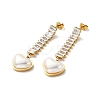 Acrylic Pearl Heart Long Dangle Stud Earrings with Glass EJEW-P203-14G-1