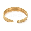 304 Stainless Steel Feather Cuff Bangles BJEW-G694-01G-3