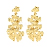 Gingko Leaf Shape Rack Plating Brass Dangle Stud Earrings EJEW-K263-05G-1