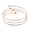 Ion Plating(IP) 304 Stainless Steel Triple Loops Wire Wrap Bangle BJEW-K227-02RG-3