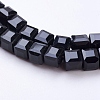 Faceted Black Glass Cube Bead Strands X-GLAA-R041-6x6mm-20-3