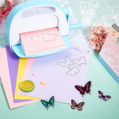 4Pcs Butterfly Carbon Steel Cutting Dies Stencils with PET Hollow Out Drawing Painting Stencils Sets & 1Pc PVC Plastic Stamps DIY-GL0004-149-1