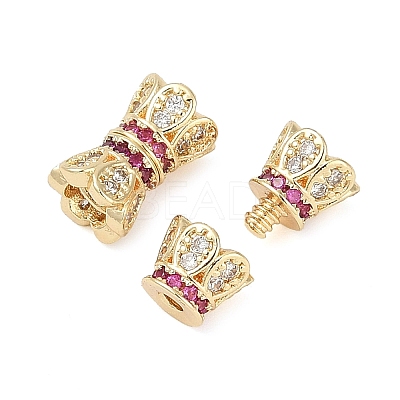 Brass Micro Pave Cubic Zirconia Screw Clasps KK-H202-15G-1