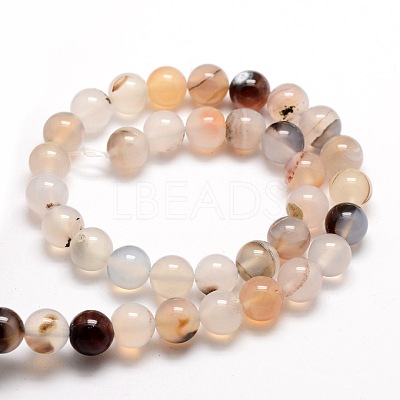 Natural Dendritic Agate Round Beads Strands G-E321C-6mm-01-1