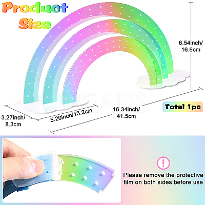 Laser Style Rainbow Shaped Acrylic Earring Organizer Display Stands AJEW-WH20020-150-1