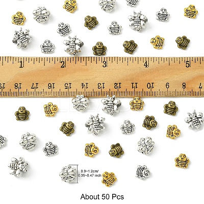 50Pcs 5 Styles Tibetan Styles Zinc Alloy Beads TIBEB-YW0001-26-1