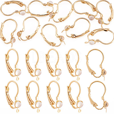 10Pcs Flat Round Brass Glass Leverback Earring Findings KK-TADJ0001-18-1
