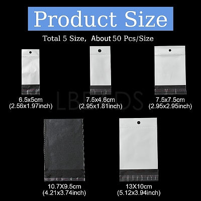 250Pcs 5 Styles Rectangle OPP Cellophane Top Self Seal Bags OPC-YW0001-02-1