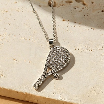 Sports Theme Brass Micro Pave Clear Cubic Zirconia Pendant Necklaces WG3884C-02-1
