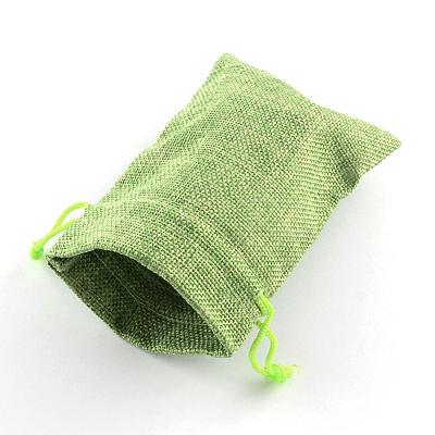 Polyester Imitation Burlap Packing Pouches Drawstring Bags ABAG-R005-9x7-02-1