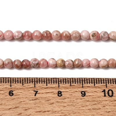 Round Natural Rhodochrosite Bead Strands G-F289-21-4mm-01-1