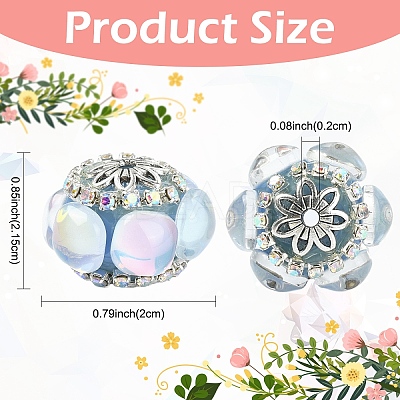 8Pcs 8 Colors Acrylic Rhinestone Rondelle Beads CLAY-YW0002-72-1
