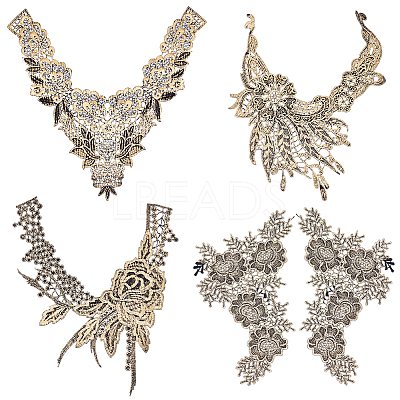 4 Style Flower Pattern Polyester Computerized Embroidered Appliques DIY-FG0003-95-1