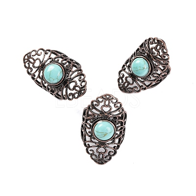 Synthetic Turquoise Retro Finger Rings RJEW-B067-02R-20-1