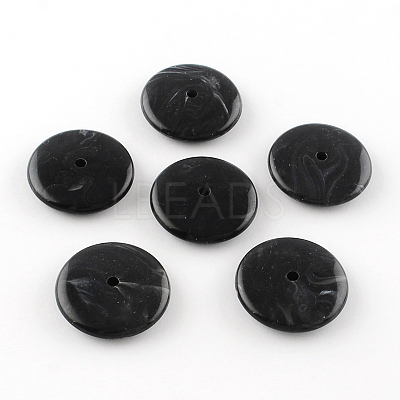 Flat Round Imitation Gemstone Acrylic Beads OACR-R040-01-1