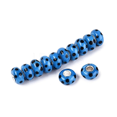 Handmade Lampwork & Brass Core European Beads LAMP-N044-02S-02-1