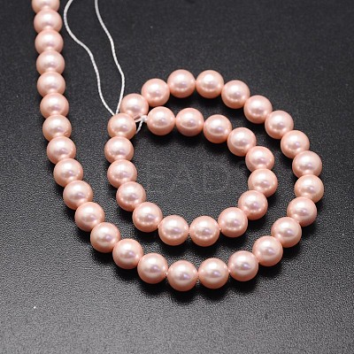Shell Pearl Beads Strands X-BSHE-E008-8mm-13-1