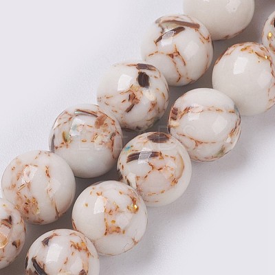 Sea Shell and Synthetic Turquoise Assembled Beads Strands G-G758-08-10mm-1