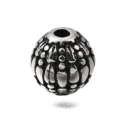 Engraved 304 Stainless Steel Beads STAS-H263-17AS-02-1