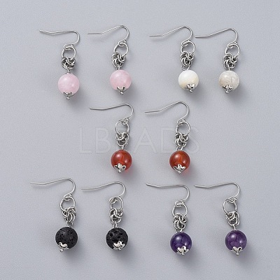 Natural Gemstone Dangle Earrings EJEW-JE03934-1