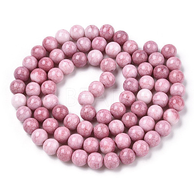 Opaque Crackle Glass Round Beads Strands GLAA-T031-10mm-01Y-1