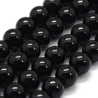 Natural Black Tourmaline Beads Strands LS-G-G763-01-4mm-A-1