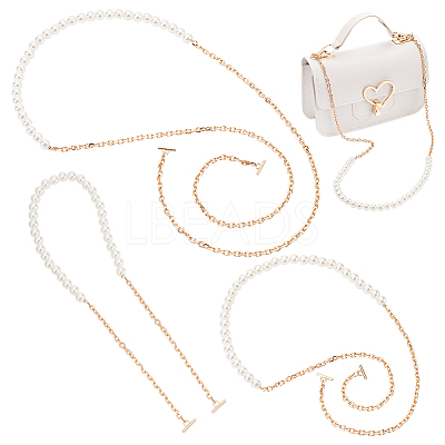 3Pcs 3 Styles ABS Plastic Imitation Pearl Purse Chains FIND-WR0009-73B-1