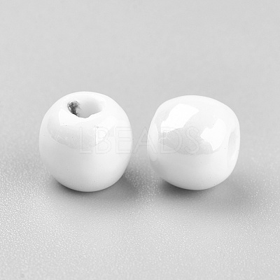 Glazed Porcelain Round Beads X-PORC-D001-8mm-04-1