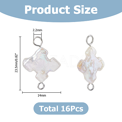 16Pcs Natural Keshi Pearl Connector Charms PALLOY-HS00045-1
