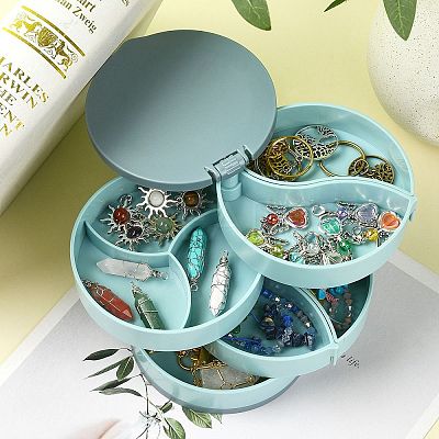 Rotatable 4-Layer Plastic Jewelry Storage Box AJEW-YW0001-13B-1