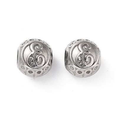 304 Stainless Steel Rhinestone European Beads STAS-A092-10E-P-1