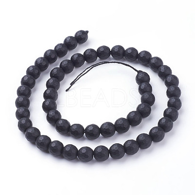 Synthetic Black Stone Beads Strands G-C059-8mm-1-1
