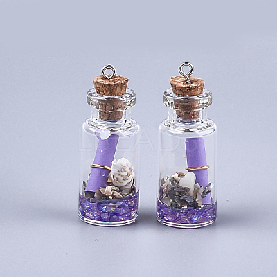 Glass Wishing Bottle Pendant Decorations X-GLAA-S181-02A-1