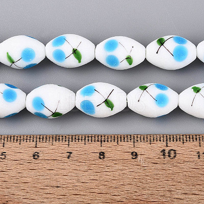 Frosted Handmade Lampwork Beads Strands LAMP-N037-03B-1