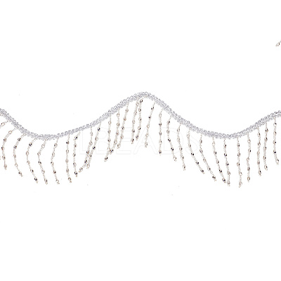 2 Yards Polyester with Plastic Beads Tassel Ribbons OCOR-DR0001-01-1