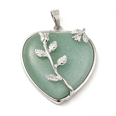Heart Natural Green Aventurine Pendants X-GP356-2-1